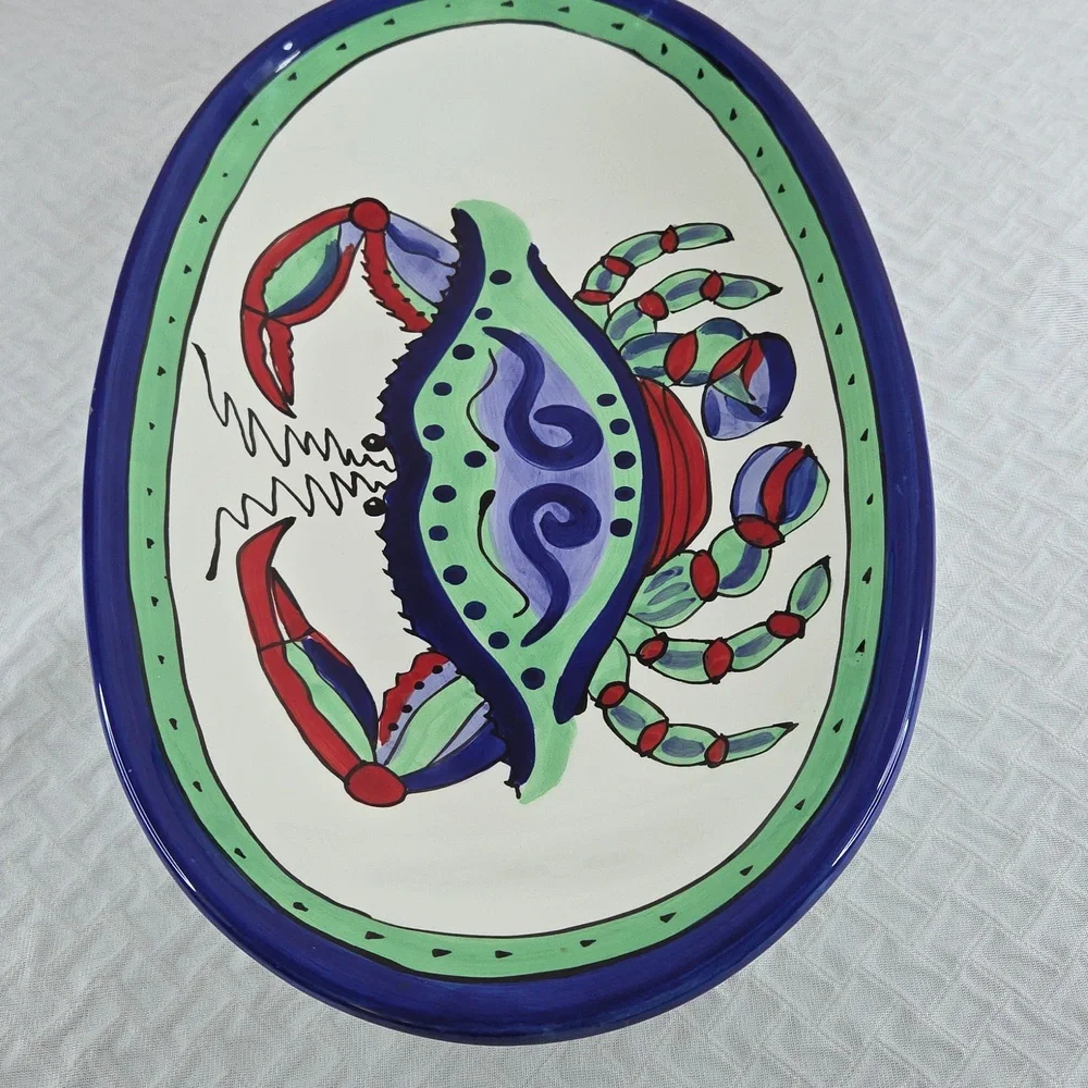 Caffco International DANA WHITTMAN Artist. MULIICOLOR CERAMIC PLATTER. - Picture 7 of 16